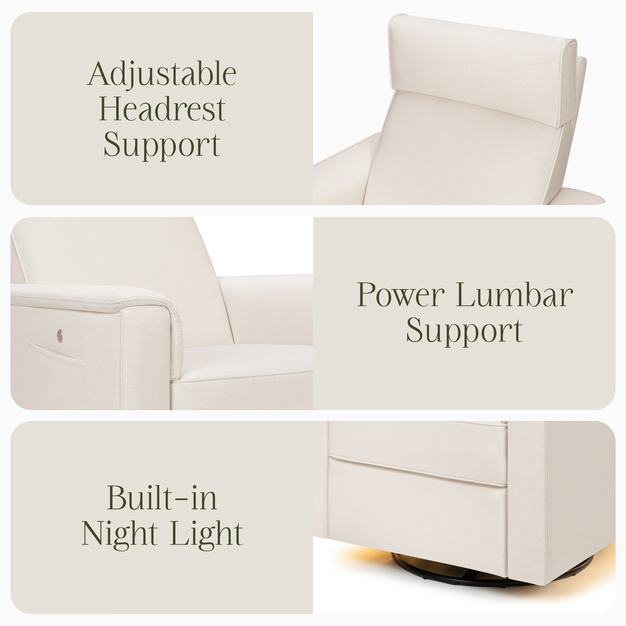 Willa Deluxe Power Recliner and Swivel Glider with Heat and Massage - Tots to Teens Furniture