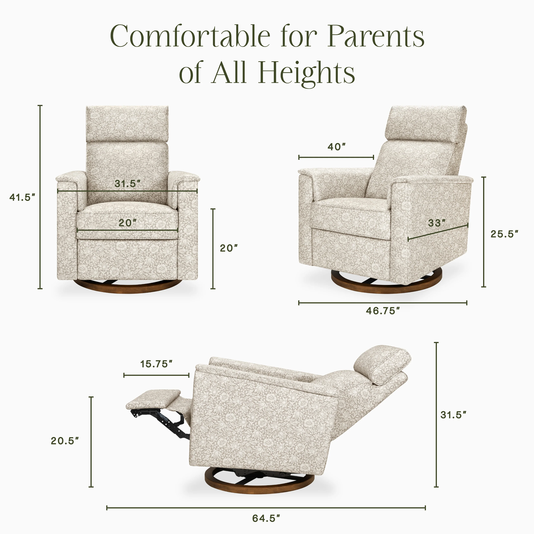 Willa Plus Power Glider Recliner w/ Power Headrest - Tots to Teens Furniture