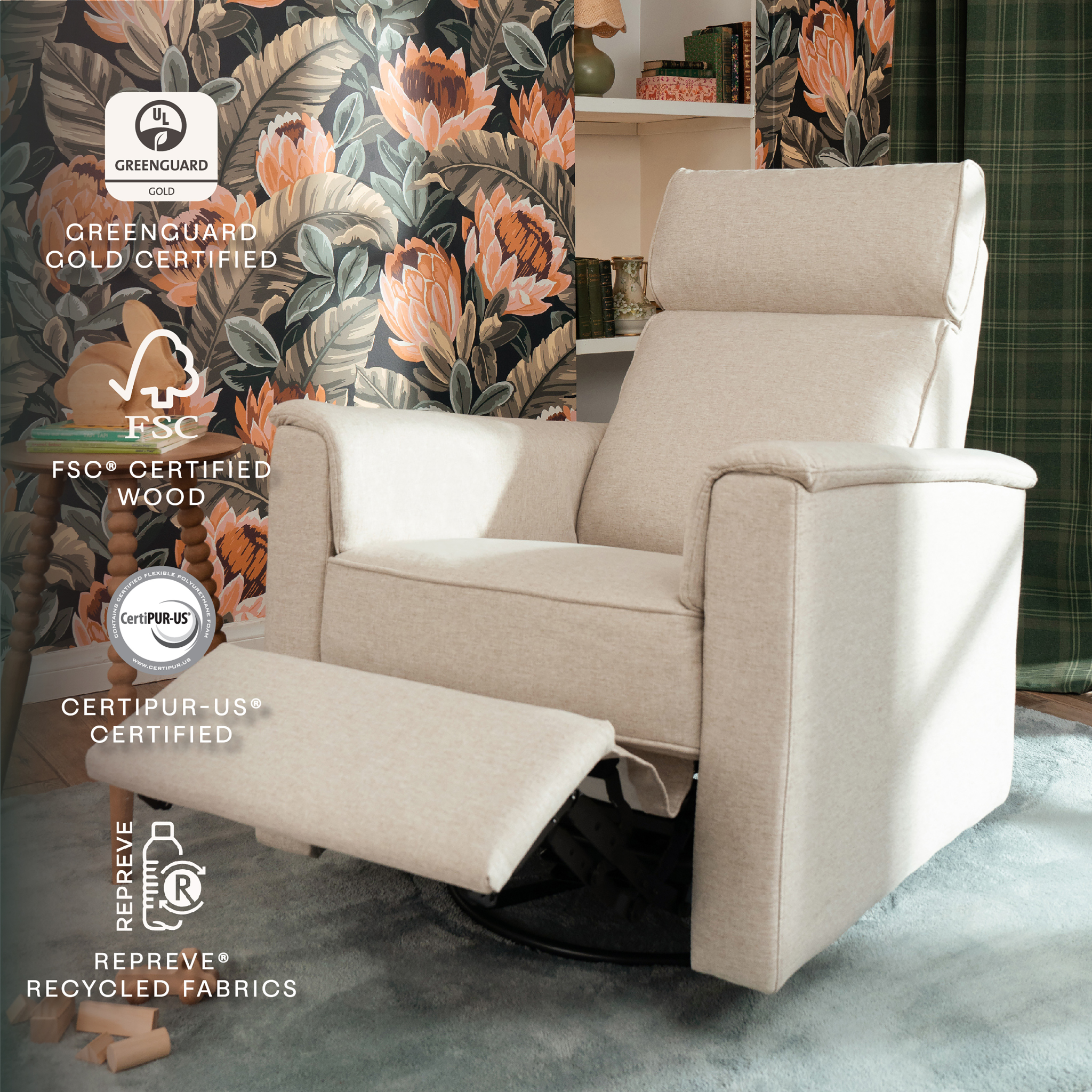 Willa Plus Power Glider Recliner w/ Power Headrest - Tots to Teens Furniture