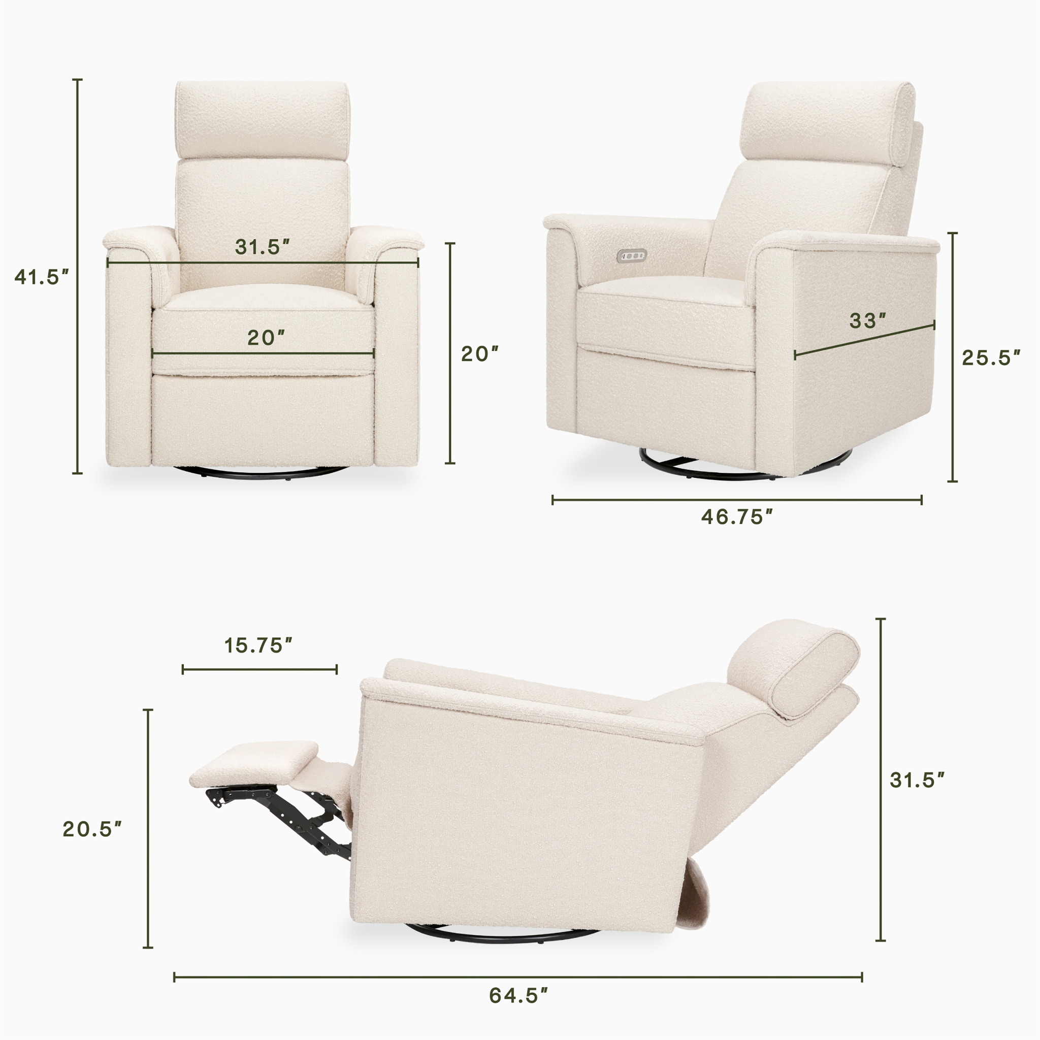 Willa Plus Power Glider Recliner w/ Power Headrest - Tots to Teens Furniture