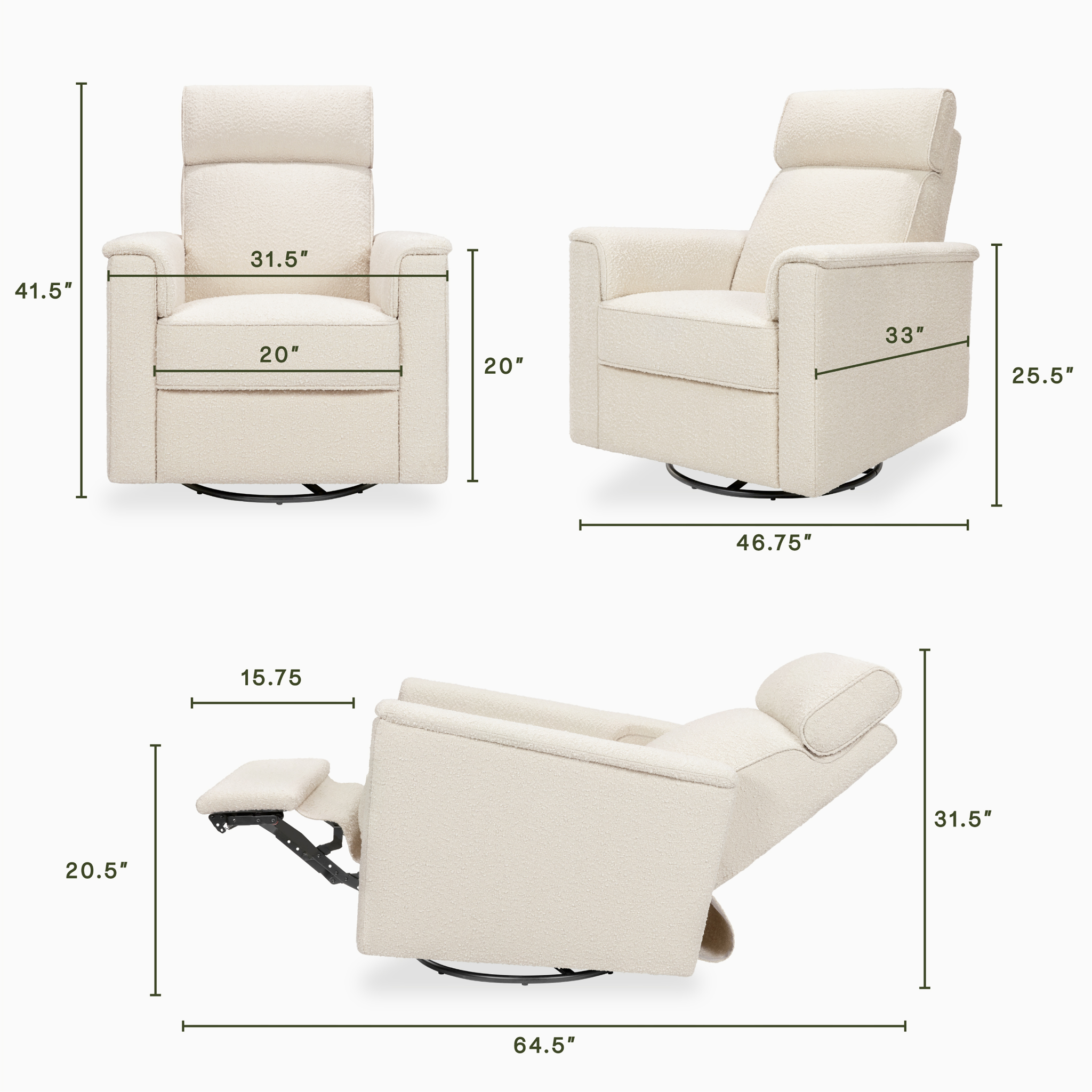 Willa Pro Power Recliner and Swivel Glider - Tots to Teens Furniture
