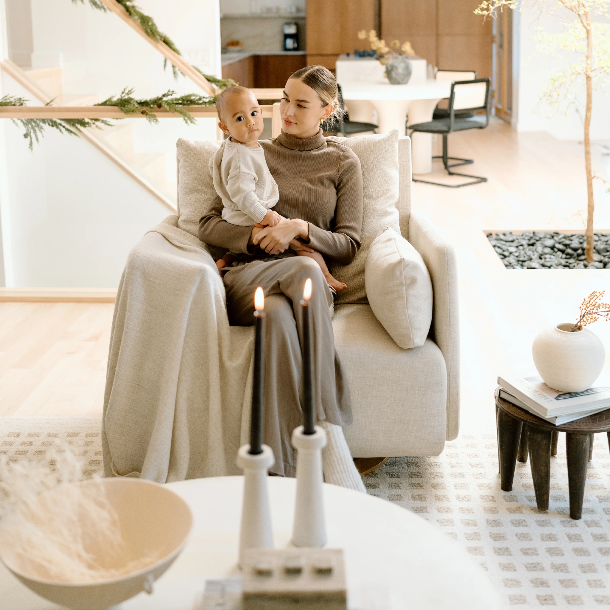 Oilo Ollie a Chair and a Half - Swivel Nursery Glider with Back Recline Feature