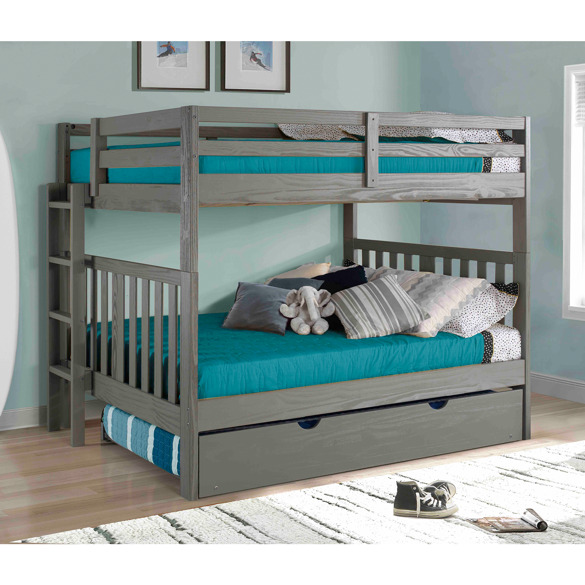 Oxford Full Over Full Bunk Bed in Wire Brushed Gray - Tots to Teens Furniture