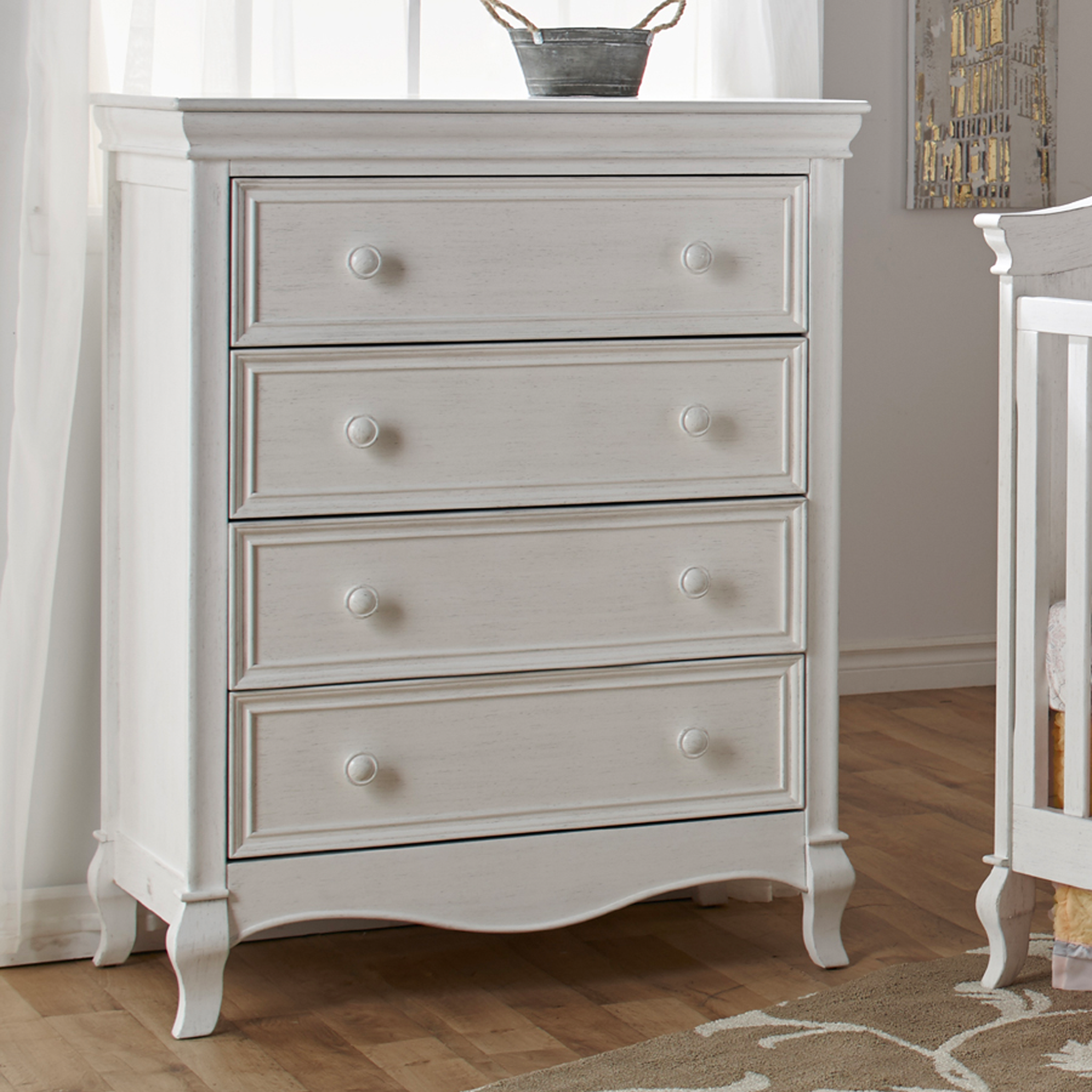 Diamante 4 Drawer Chest in Vintage White - Tots to Teens Furniture