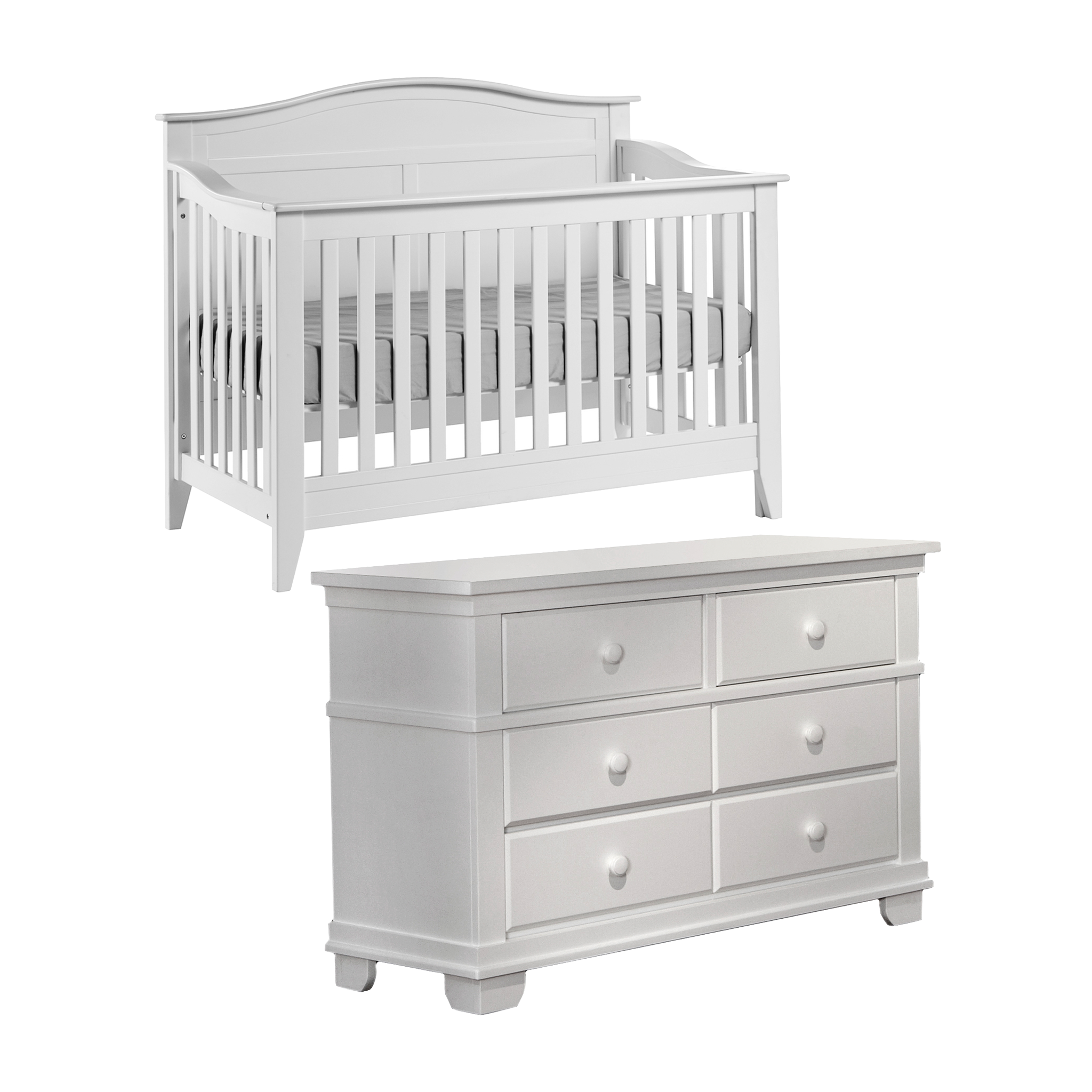 Napoli Arched Top Forever Crib + Torino Dresser Bundle - Tots to Teens Furniture