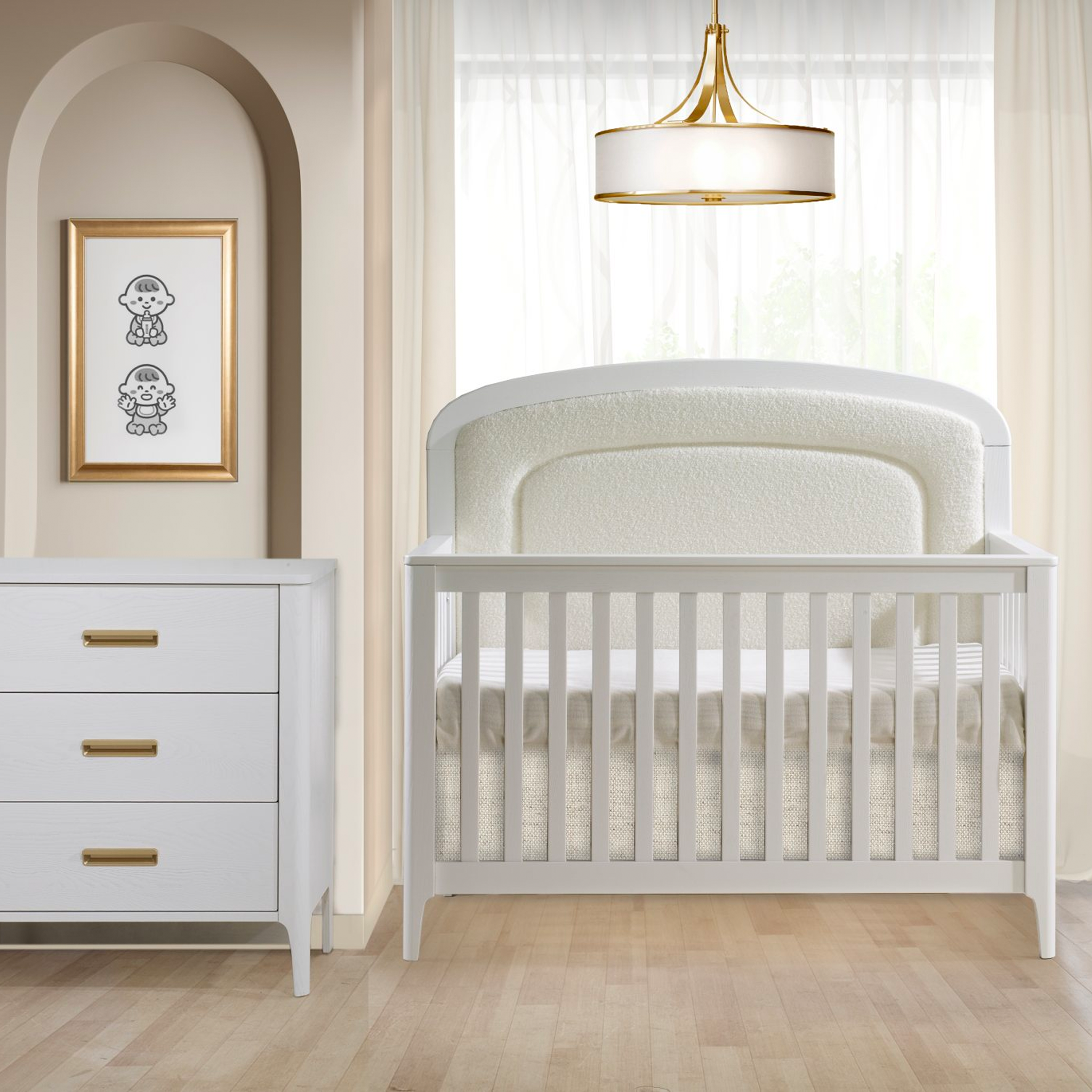 Palo Convertible Crib with Upholstered Boucle Panel - Tots to Teens Furniture