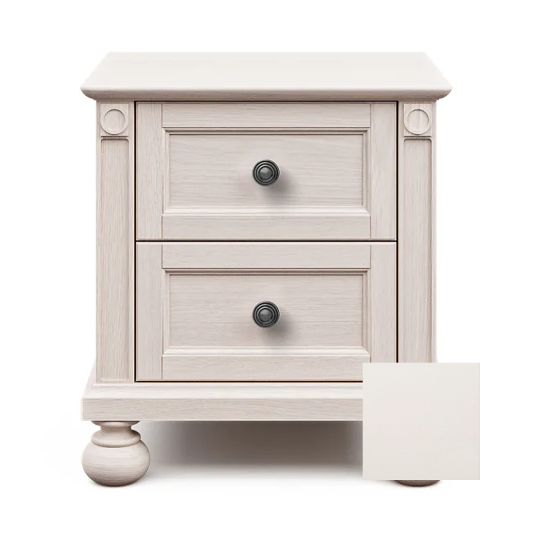 Romina Dakota 2 Drawer Nightstand Bianco Satinato Pewter - Tots to Teens Furniture