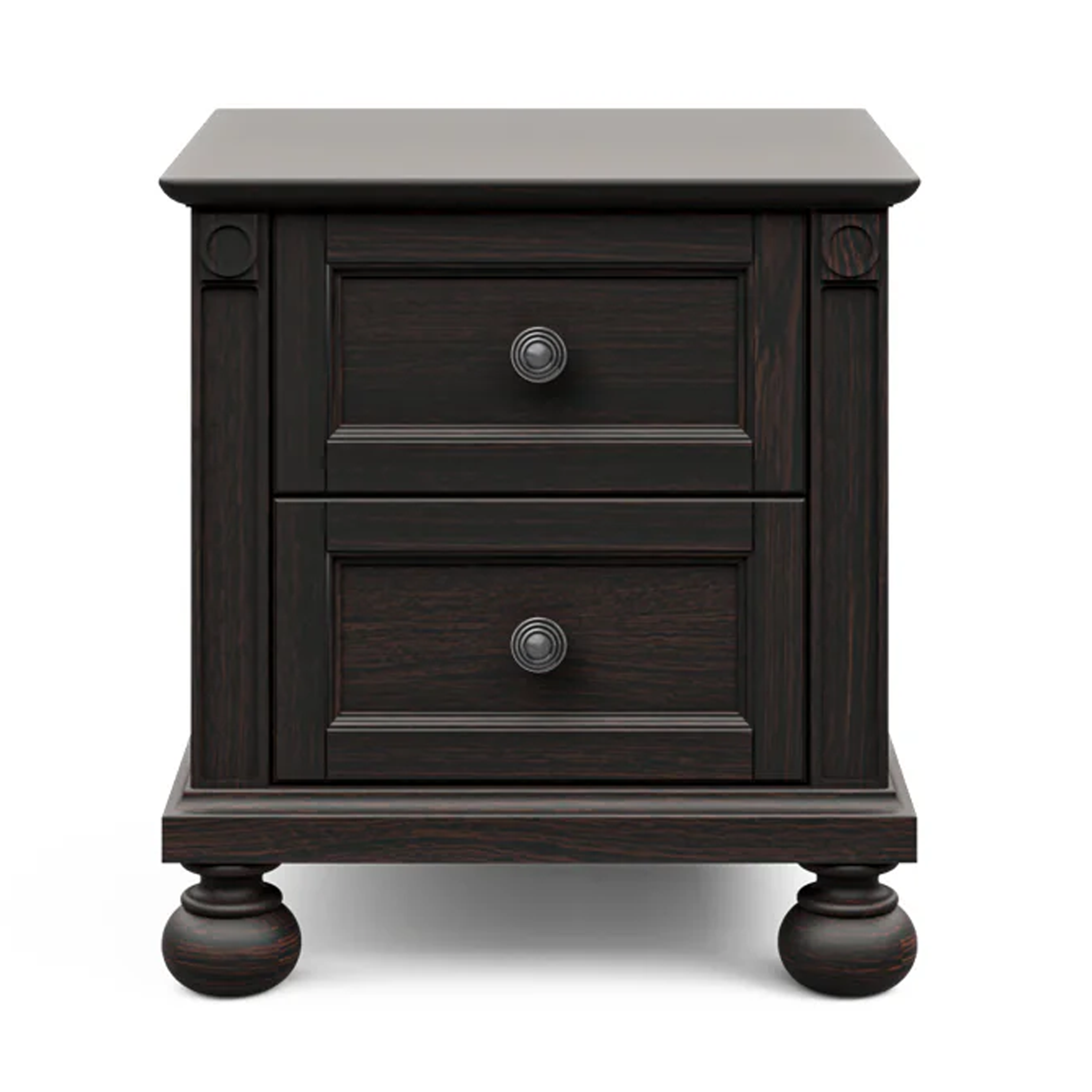 Romina Dakota 2 Drawer Nightstand Bruno Rosso Pewter - Tots to Teens Furniture