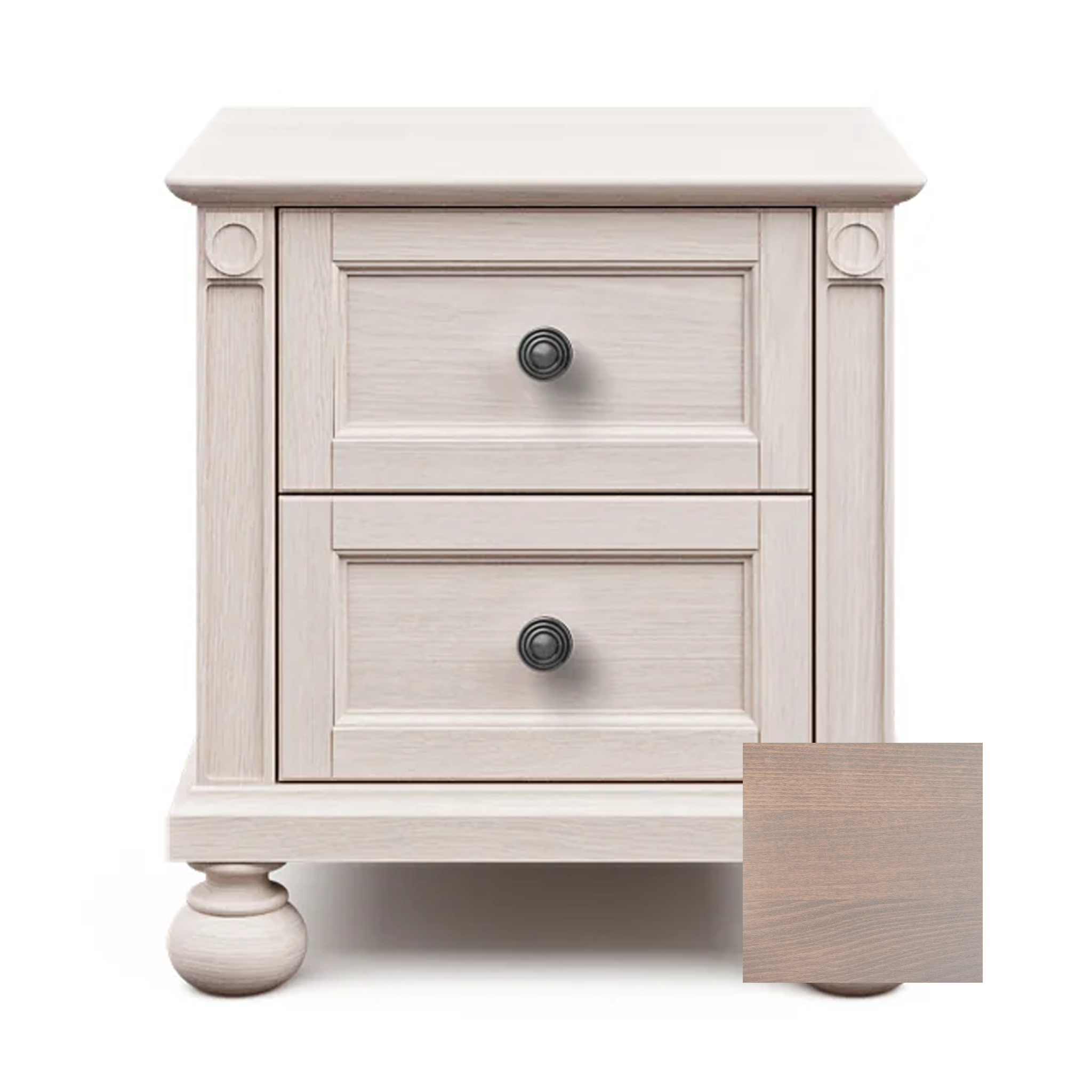 Romina Dakota 2 Drawer Nightstand Cappuccino Pewter - Tots to Teens Furniture