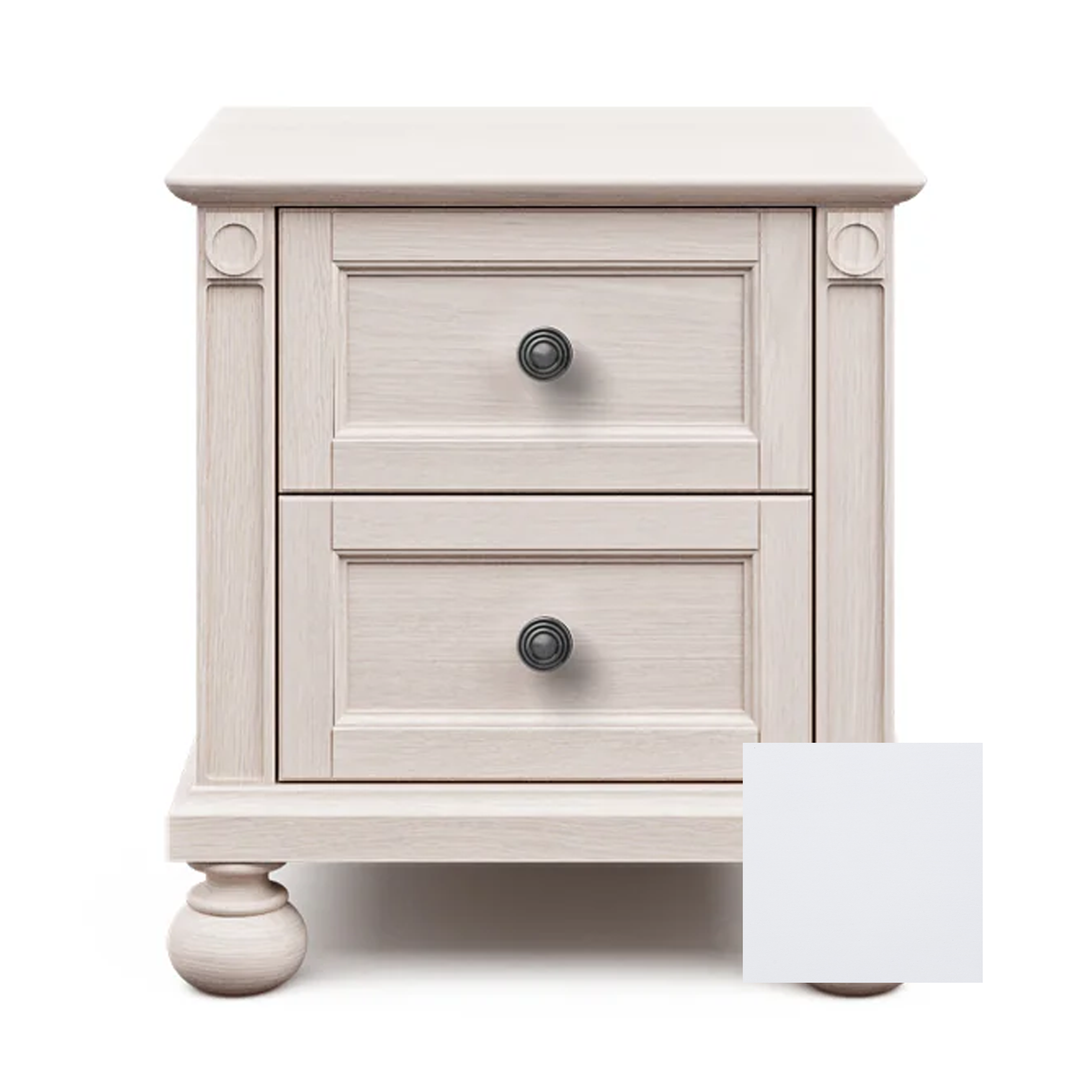 Romina Dakota 2 Drawer Nightstand Solid White Pewter - Tots to Teens Furniture