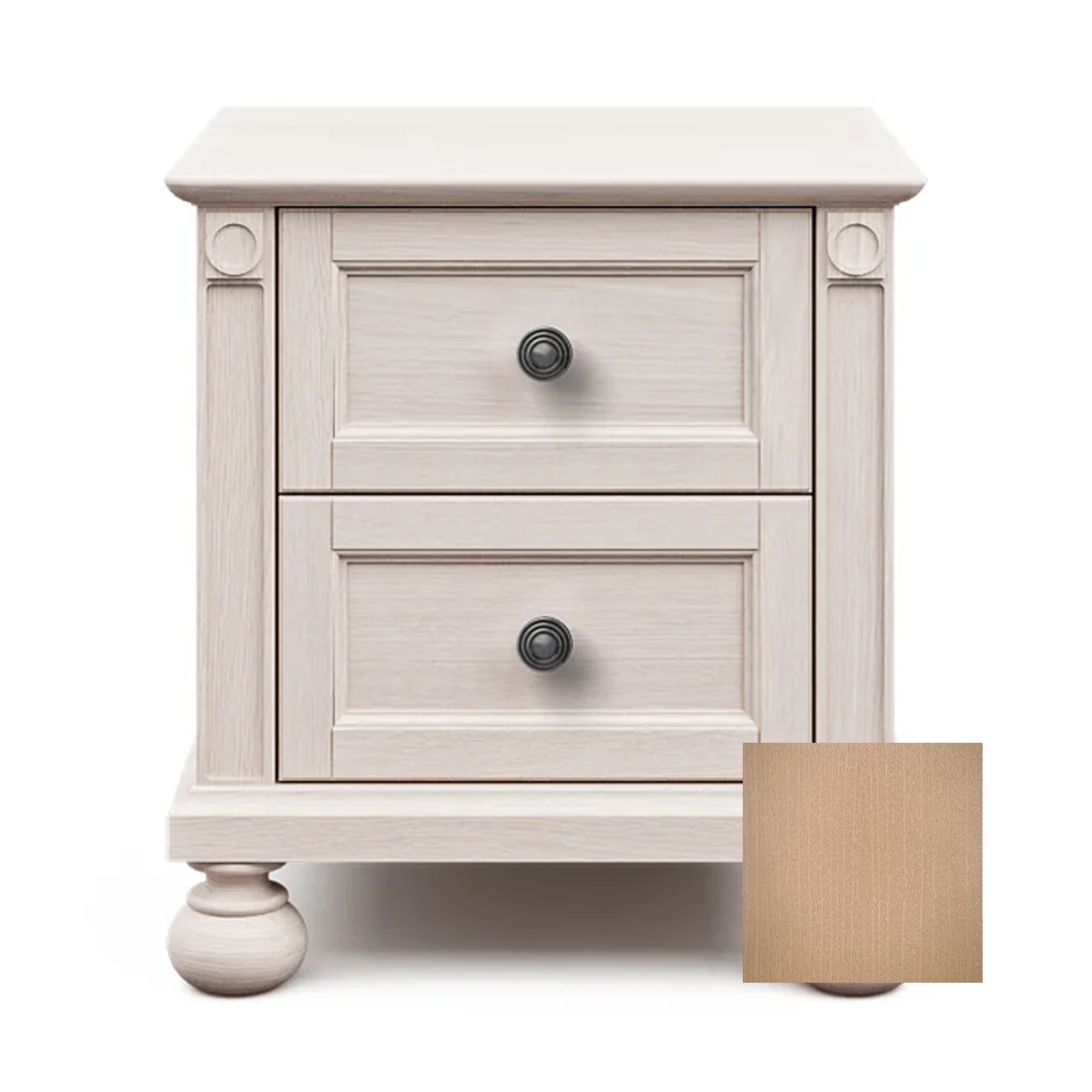 Romina Dakota 2 Drawer Nightstand Toffee Pewter - Tots to Teens Furniture