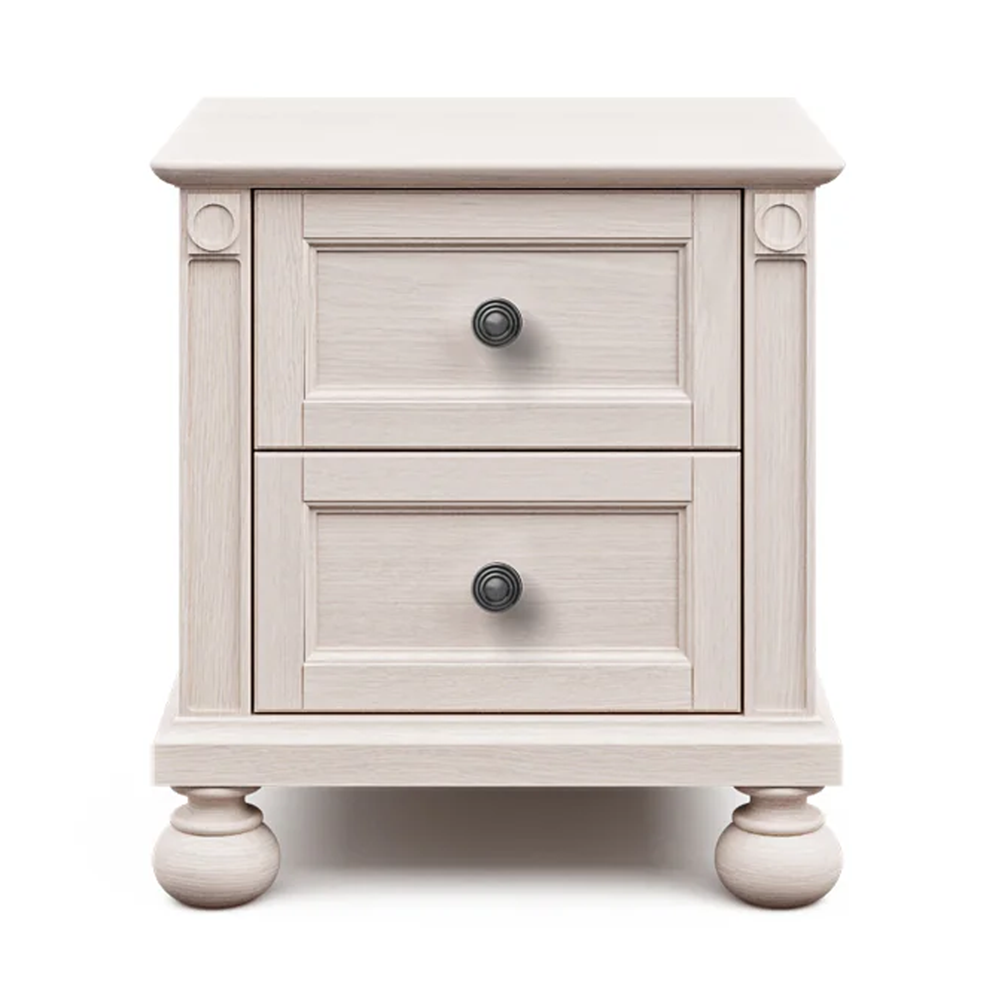 Romina Dakota 2 Drawer Nightstand Washed White Pewter - Tots to Teens Furniture