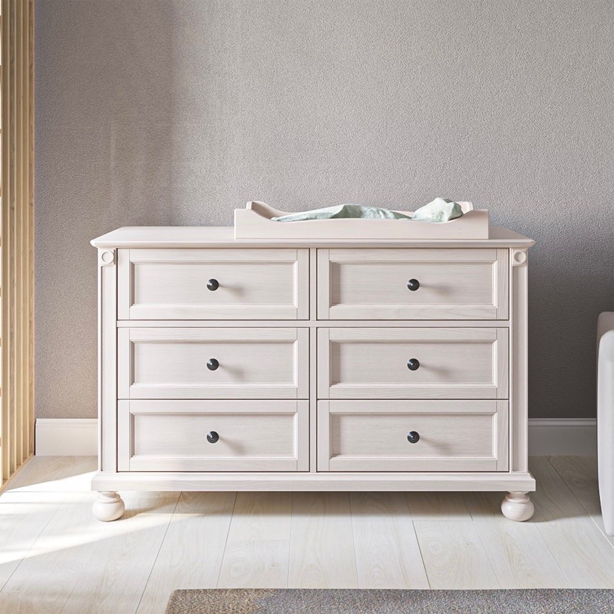 Romina Dakota Double Dresser Washed White Pewter - Tots to Teens Furniture