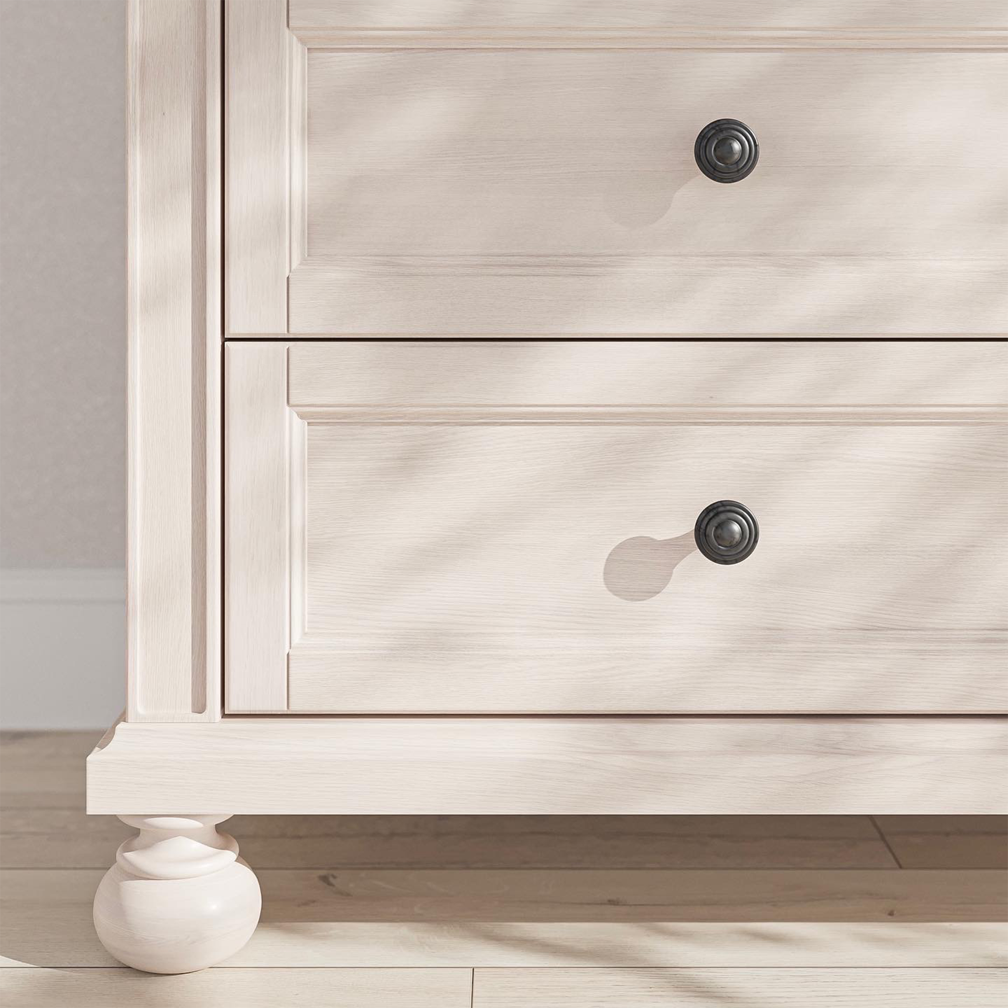 Romina Dakota Double Dresser Washed White Pewter - Tots to Teens Furniture