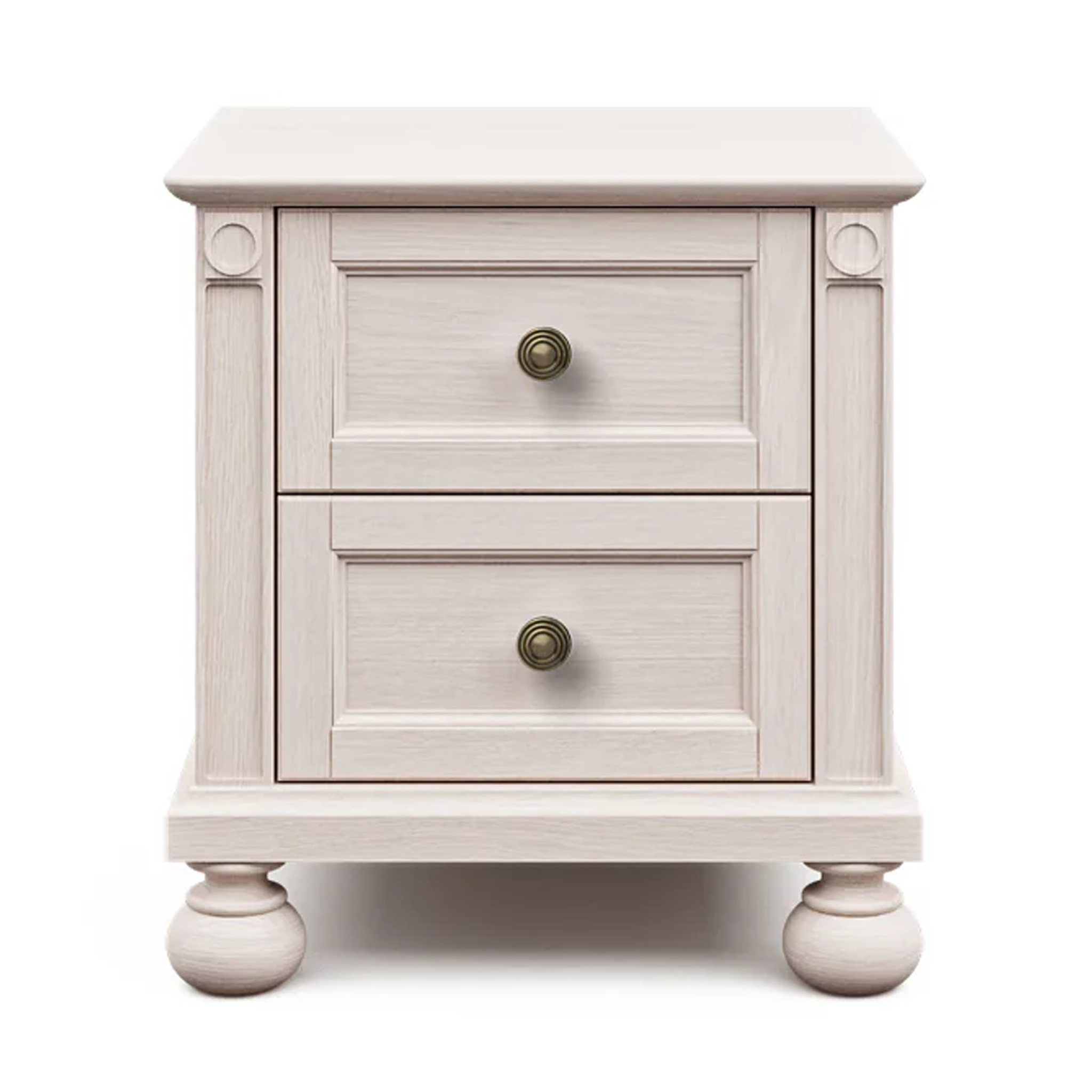 Romina Dakota 2 Drawer Nightstand Washed White Bronze - Tots to Teens Furniture