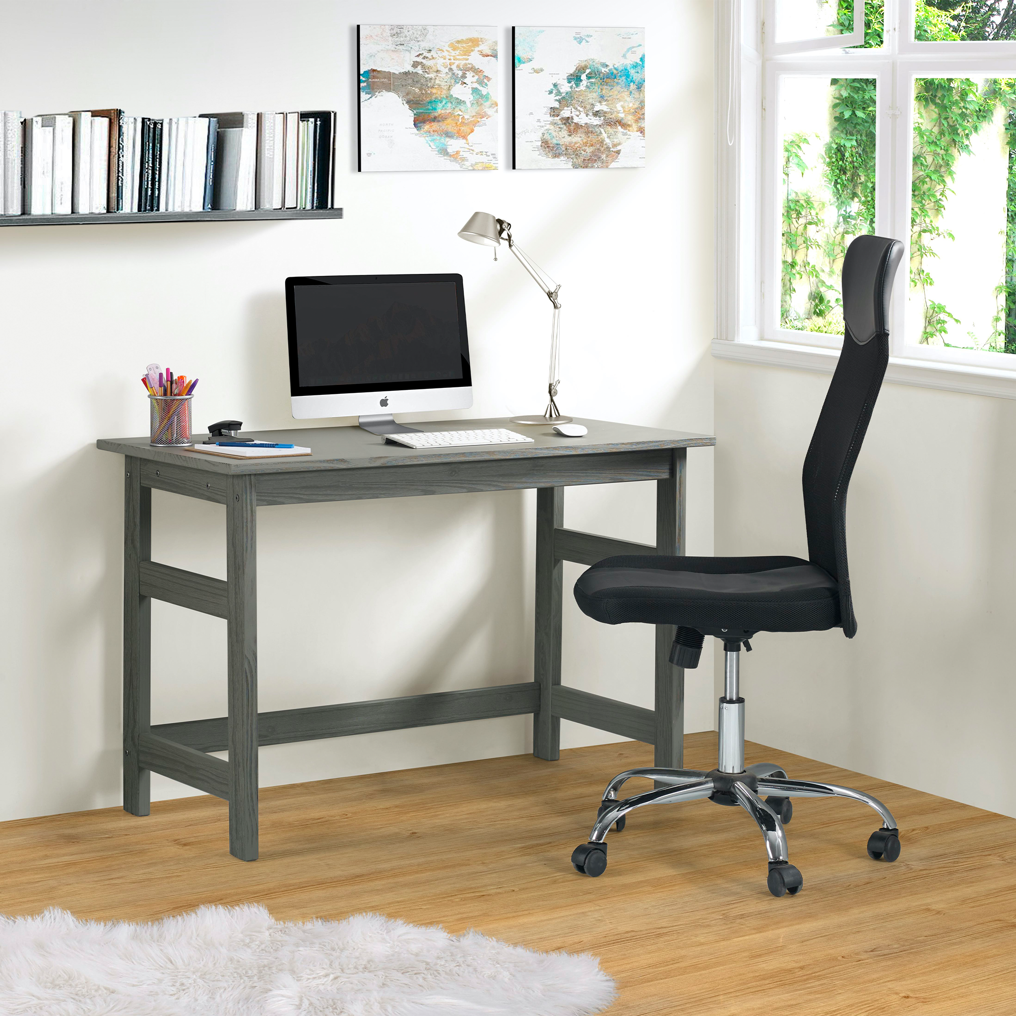 Wire Brushed Desk in Gray - Tots to Teens Furniture