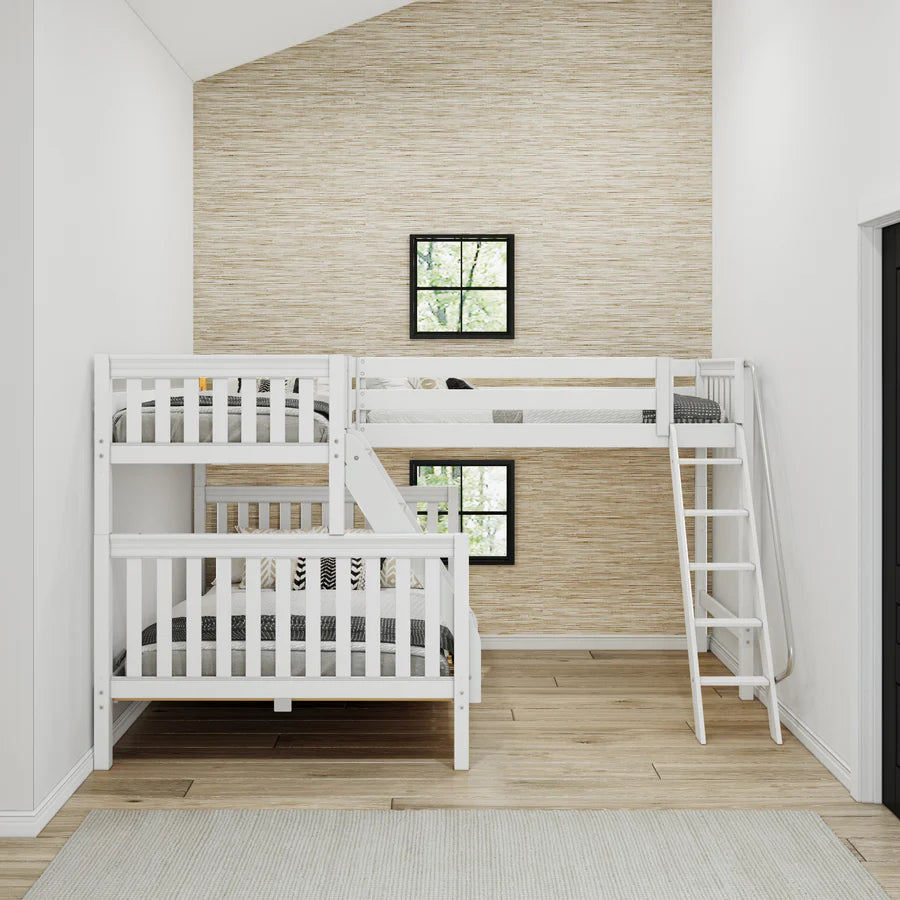 High Corner Triple Loft Bunk with Angled Ladders - Tots to Teens Furniture