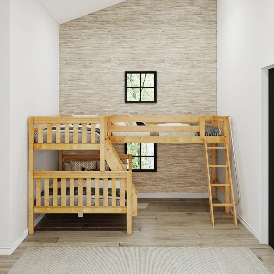 High Corner Triple Loft Bunk with Angled Ladders - Tots to Teens Furniture