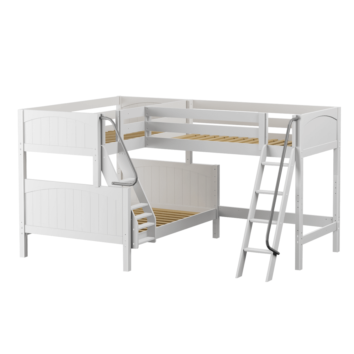 High Corner Triple Loft Bunk with Angled Ladders - Tots to Teens Furniture