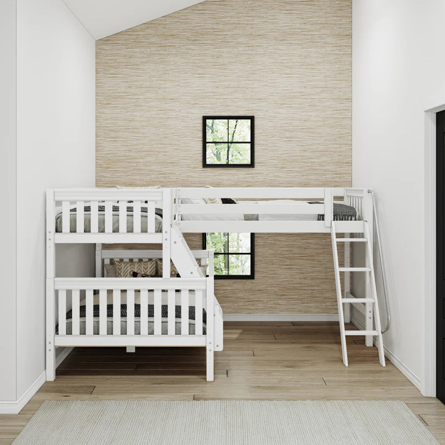 High Corner Triple Loft Bunk with Angled Ladders - Tots to Teens Furniture