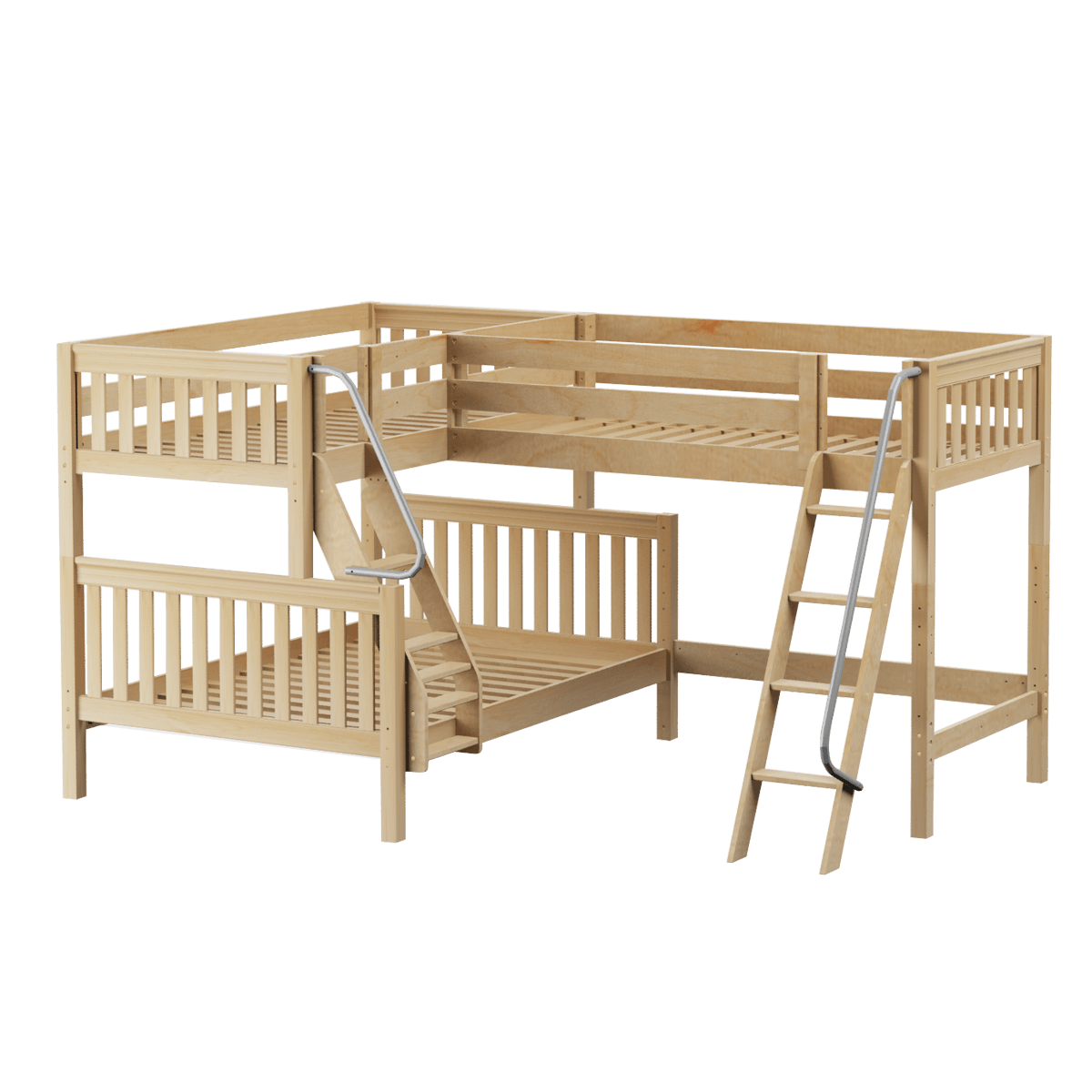 High Corner Triple Loft Bunk with Angled Ladders - Tots to Teens Furniture