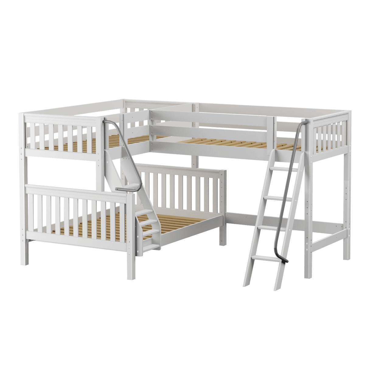 High Corner Triple Loft Bunk with Angled Ladders - Tots to Teens Furniture