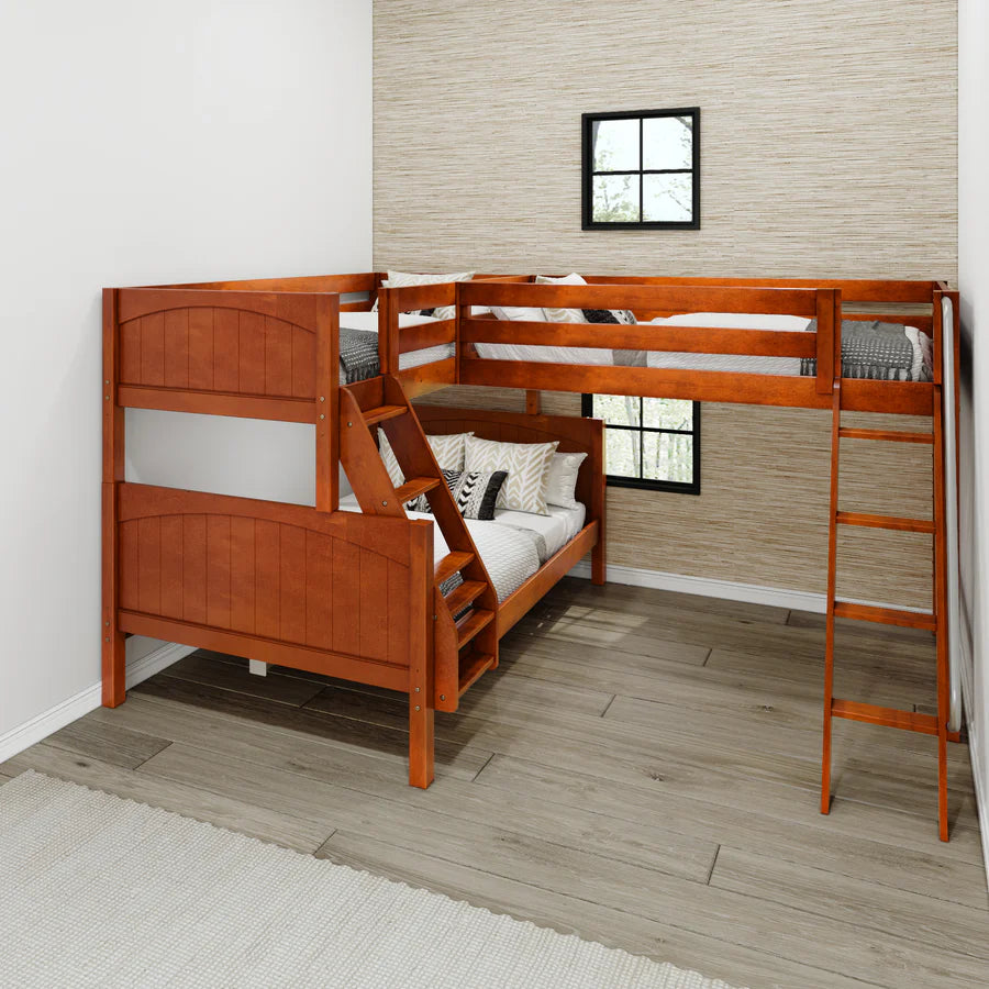 High Corner Triple Loft Bunk with Angled Ladders - Tots to Teens Furniture