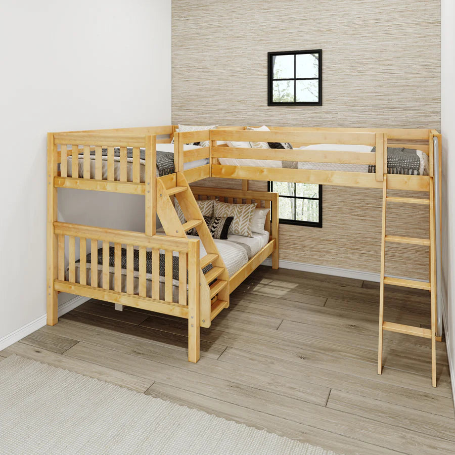 High Corner Triple Loft Bunk with Angled Ladders - Tots to Teens Furniture
