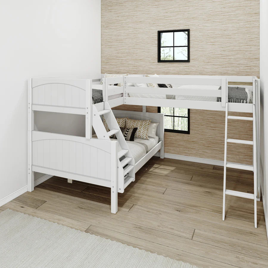 High Corner Triple Loft Bunk with Angled Ladders - Tots to Teens Furniture