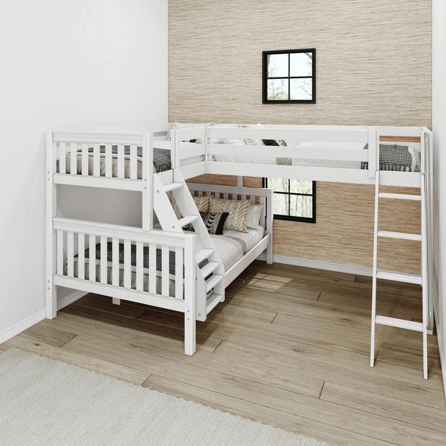 High Corner Triple Loft Bunk with Angled Ladders - Tots to Teens Furniture