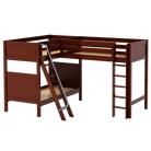 High Corner Loft Bunk with Straight Ladder and Angled Ladder - Tots to Teens Furniture