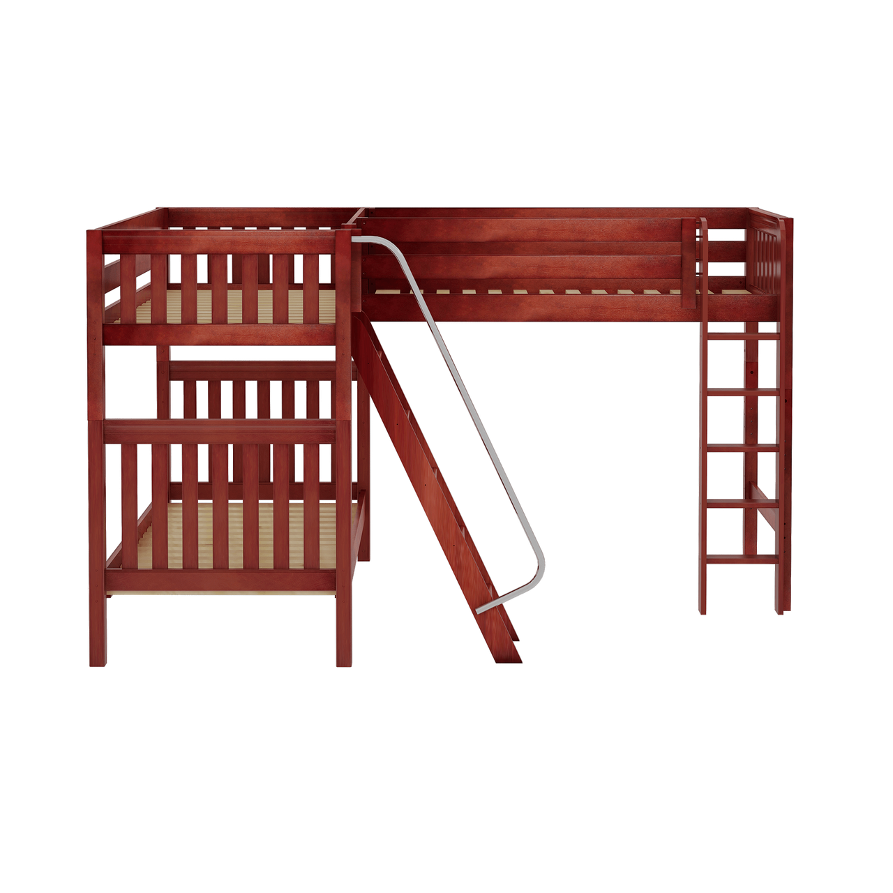 High Corner Loft Bunk with Straight Ladder and Angled Ladder - Tots to Teens Furniture