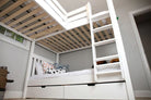 High Corner Loft Bunk with Straight Ladder and Angled Ladder - Tots to Teens Furniture