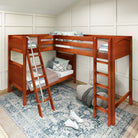 High Corner Loft Bunk with Straight Ladder and Angled Ladder - Tots to Teens Furniture