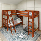 High Corner Loft Bunk with Straight Ladder and Angled Ladder - Tots to Teens Furniture