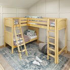 High Corner Loft Bunk with Straight Ladder and Angled Ladder - Tots to Teens Furniture