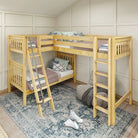 High Corner Loft Bunk with Straight Ladder and Angled Ladder - Tots to Teens Furniture