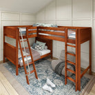 High Corner Loft Bunk with Straight Ladder and Angled Ladder - Tots to Teens Furniture