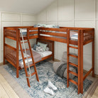 High Corner Loft Bunk with Straight Ladder and Angled Ladder - Tots to Teens Furniture