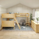 High Corner Loft Bunk with Straight Ladder and Angled Ladder - Tots to Teens Furniture
