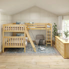 High Corner Loft Bunk with Straight Ladder and Angled Ladder - Tots to Teens Furniture