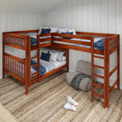 High Corner Triple Loft Bunk Bed Queen + Twin XL Straight Ladders Front - Tots to Teens Furniture