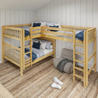 High Corner Triple Loft Bunk Bed Queen + Twin XL Straight Ladders Front - Tots to Teens Furniture