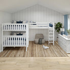 High Corner Triple Loft Bunk Bed Queen + Twin XL Straight Ladders Front - Tots to Teens Furniture