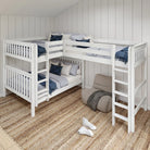 High Corner Triple Loft Bunk Bed Queen + Twin XL Straight Ladders Front - Tots to Teens Furniture