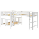 High Corner Triple Loft Bunk Bed Queen + Twin XL Straight Ladders Front - Tots to Teens Furniture