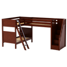 High Corner Triple Loft Bunk with Stairs and Angled Ladder Bunks - Tots to Teens Furniture