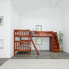 High Corner Triple Loft Bunk with Stairs and Angled Ladder Bunks - Tots to Teens Furniture