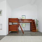 High Corner Triple Loft Bunk with Stairs and Angled Ladder Bunks - Tots to Teens Furniture