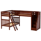 High Corner Triple Loft Bunk with Stairs and Angled Ladder Bunks - Tots to Teens Furniture